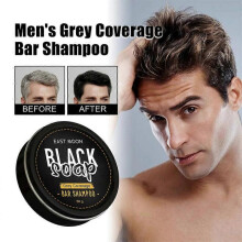 Men's Grey Coverage Bar Shampoo Hair Darkening Black Soap for Grey Hair Cover ,Hair Regrowth