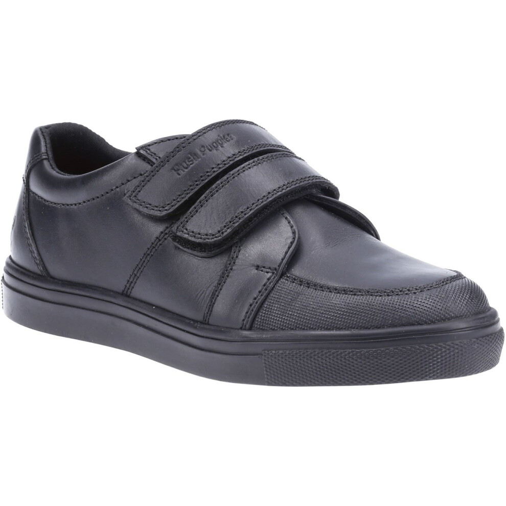(Black, 5 (Adults')) Hush Puppies Santos Senior Leather Boys's Black Shoes