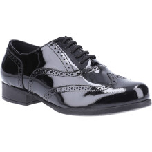 (Black, 5 (Adults')) Hush Puppies Kada Senior Patent Leather Girls's Patent Black Brogues