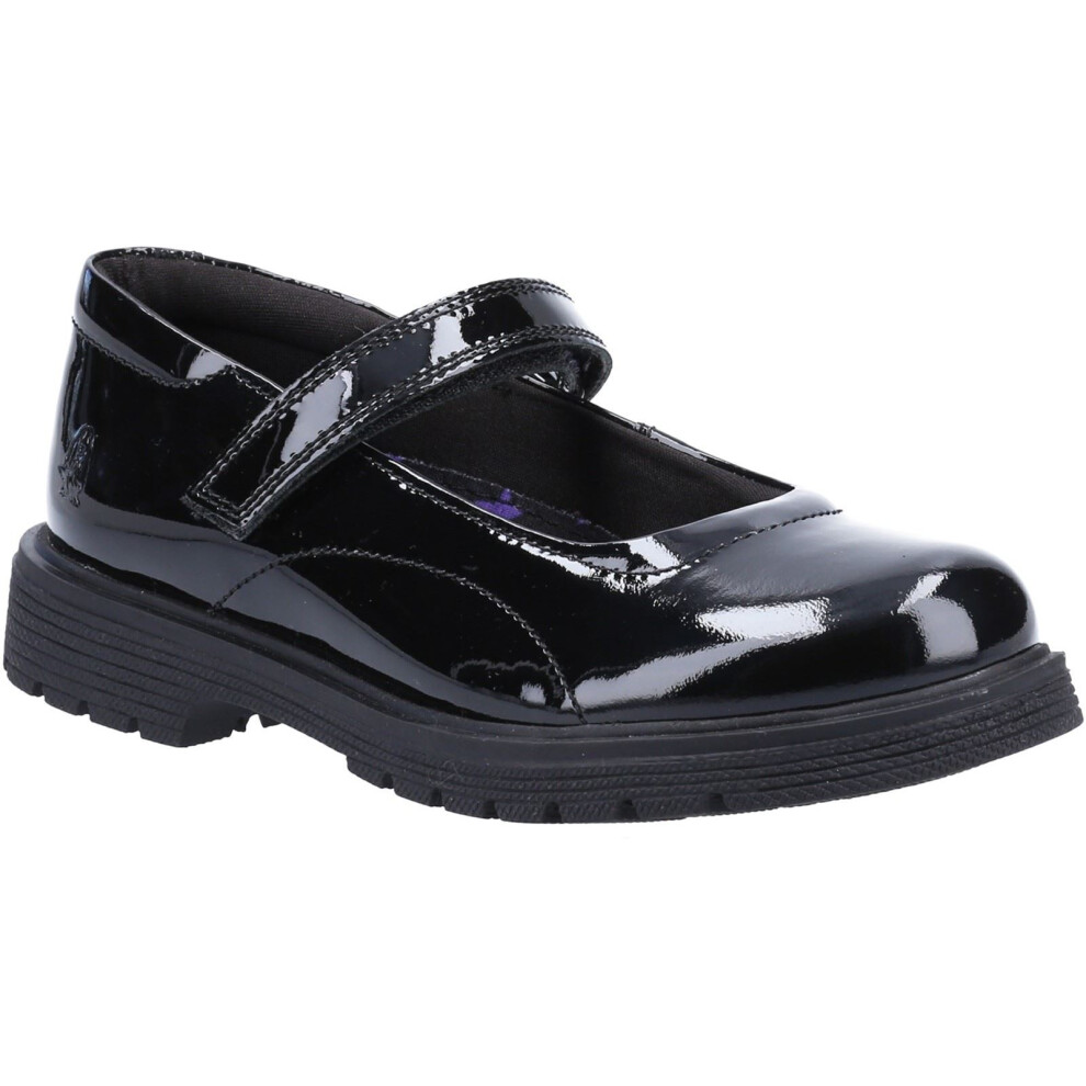(Black, 5 (Adults')) Hush Puppies Tally Senior Patent Leather Girls's Patent Black Shoes
