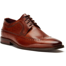 (Brown, 8 (Adults')) Base London Havisham Leather Men's Tan Derby Shoes