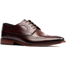 (Brown, 6 (Adults')) Base London Havisham Leather Men's Brown Derby Shoes