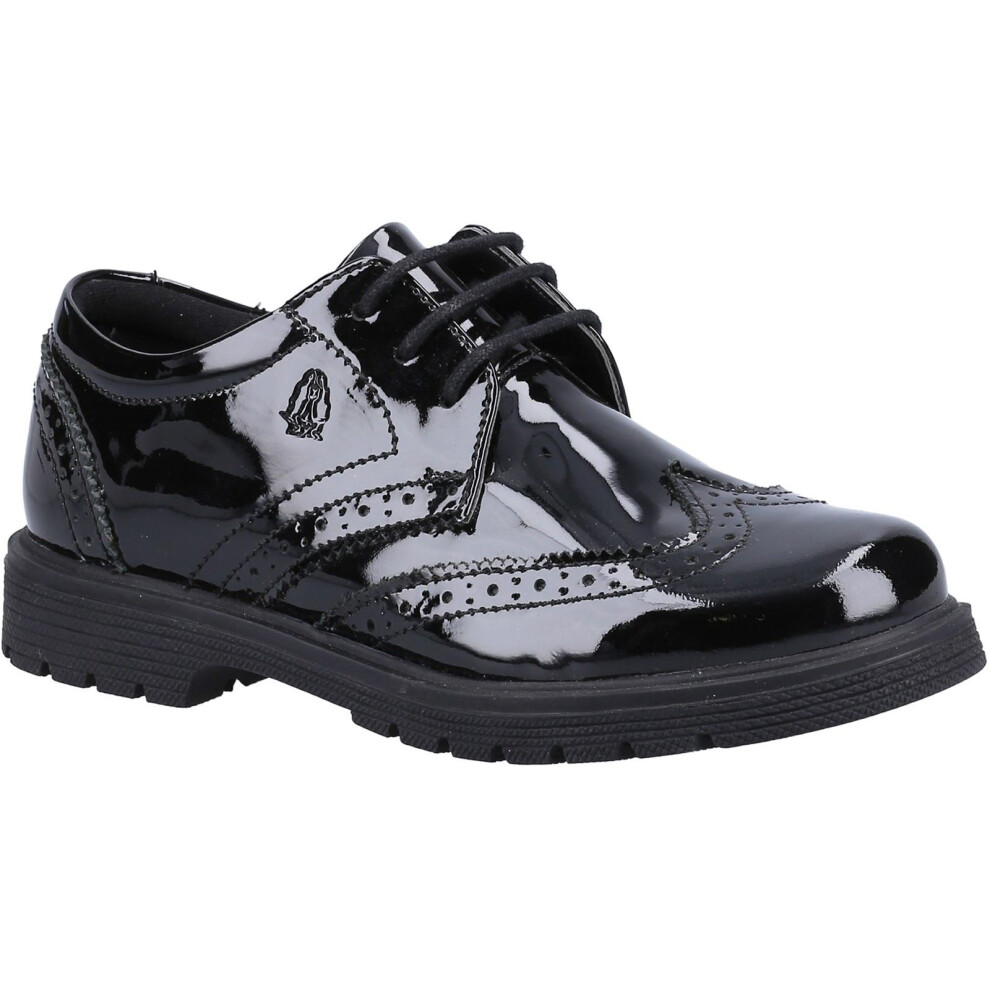Hush Puppies (, 4 (Adults')) Sally Patent Senior Leather Girls's Brogues Black