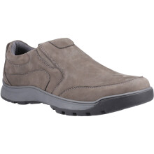 (Grey, 10 (Adults')) Hush Puppies Jasper Leather Men's Grey Nubuck Moccasins Shoes