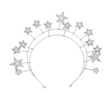 Wedding Tiaras Star Tiaras Headband Bride Tiaras for Wedding Bridal Headband Rhinestones Star Headband Wedding Headband Silver