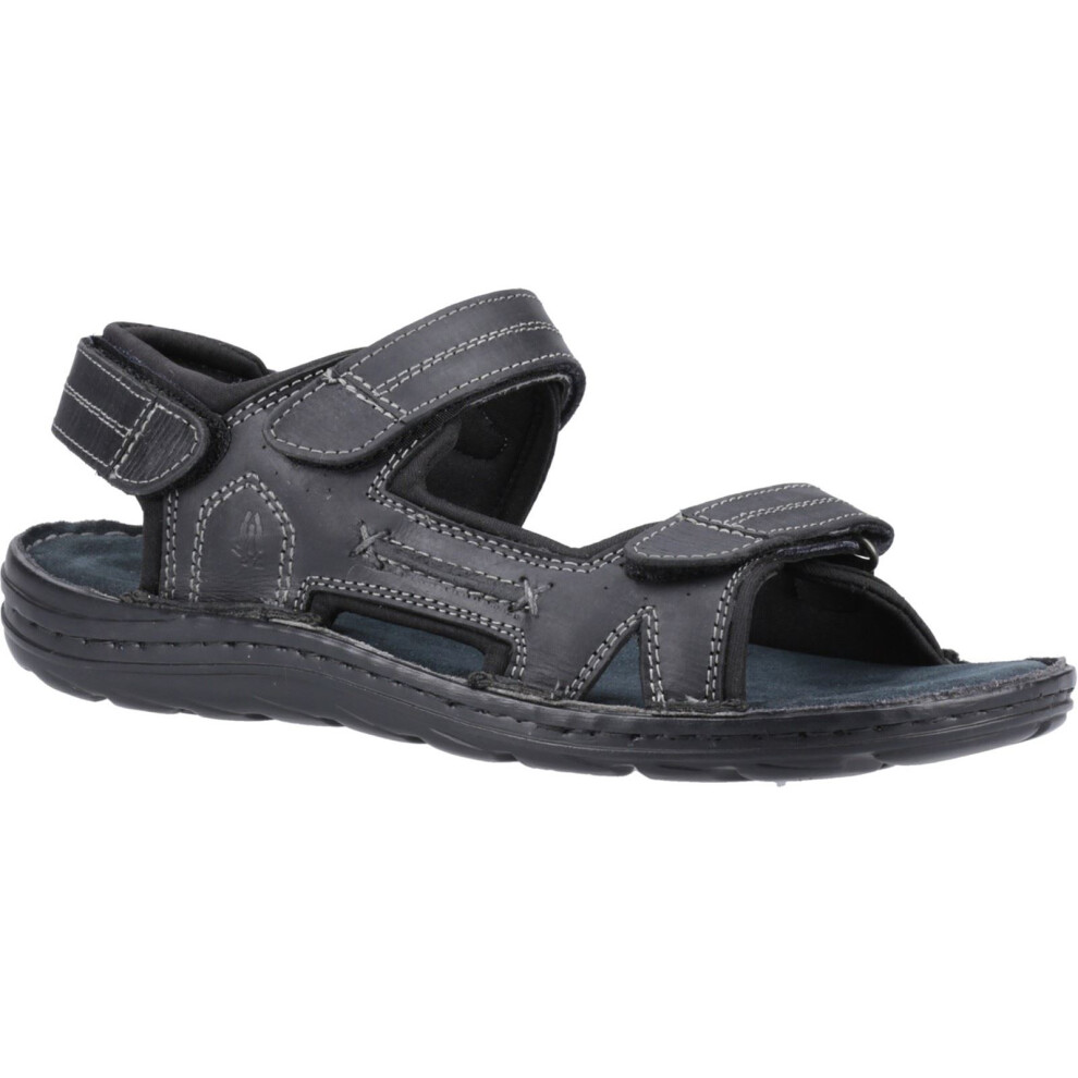 Hush Puppies (Black, 10 (Adults')) Alistair Leather Men's Black Sandals
