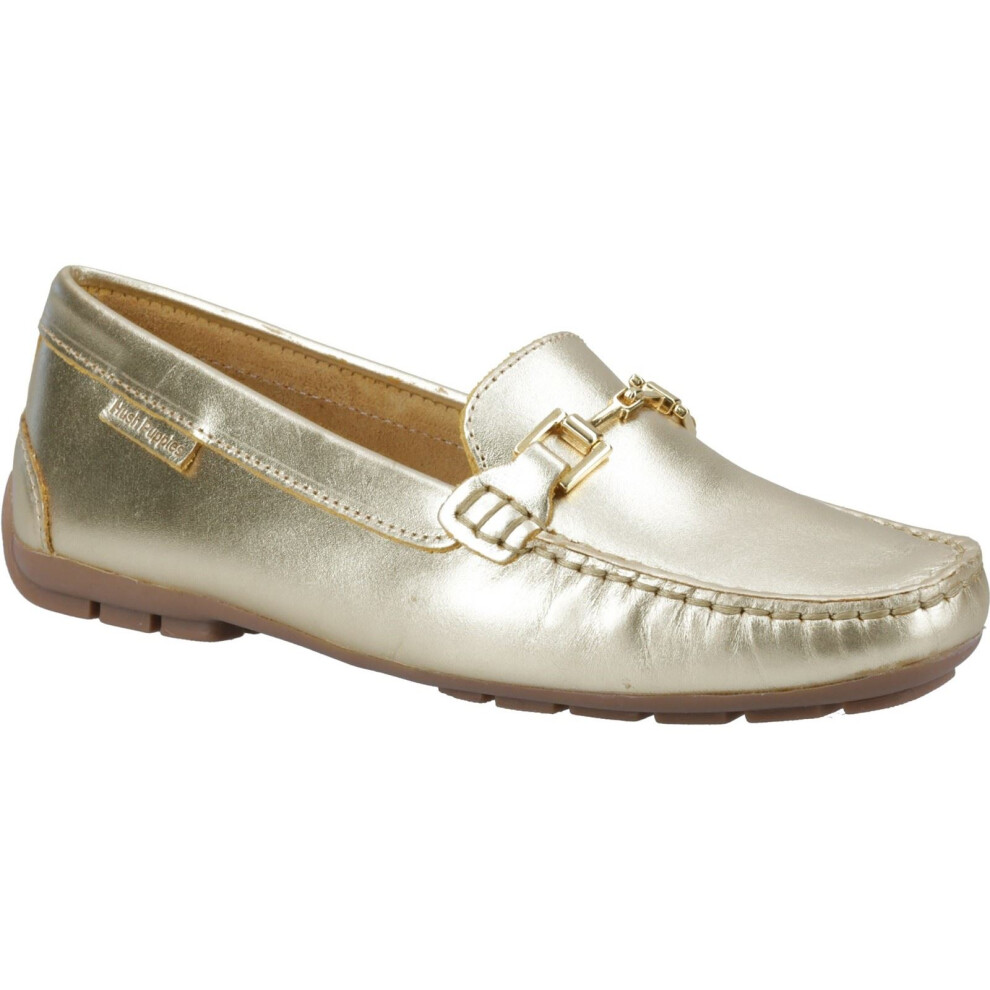 (Gold, 5 (Adults')) Hush Puppies Eleanor Leather Women's Gold Loafers