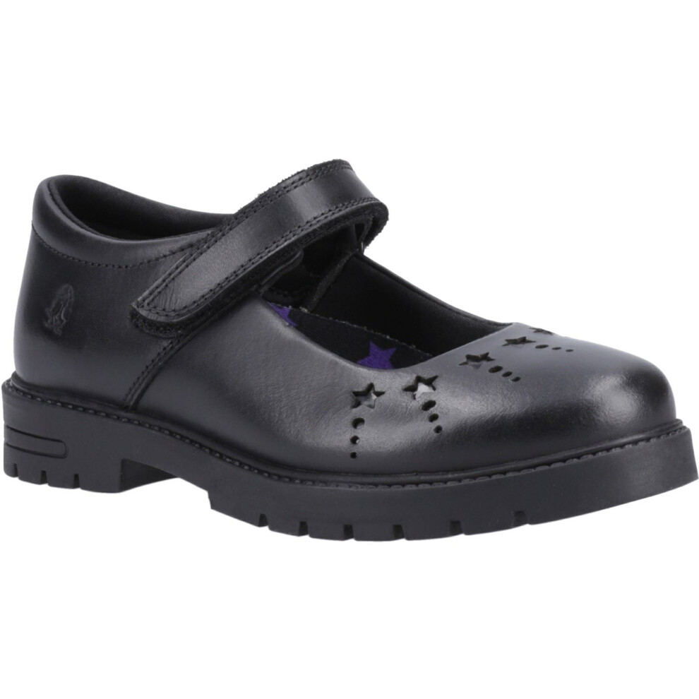 (Black, 5 (Adults')) Hush Puppies Sabrina Senior Leather Girls's Black Shoes