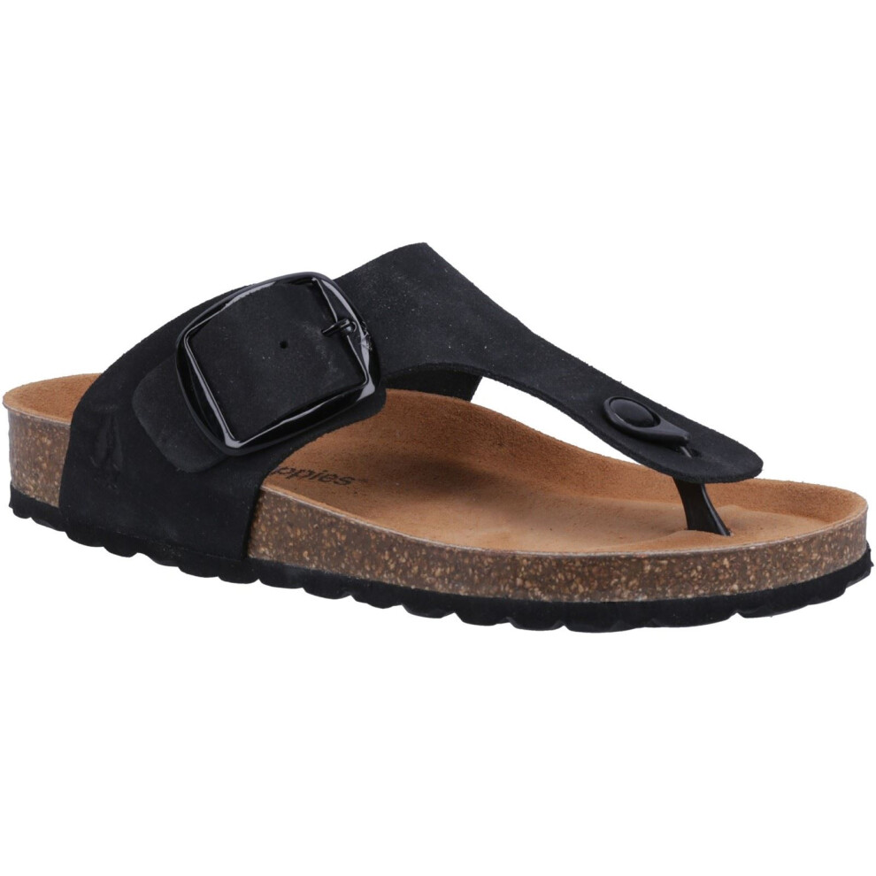 (Black, 3 (Adults')) Hush Puppies Billie Suede Women's Black Sandals