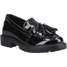 (Black, 7 (Adults')) Hush Puppies Abigail Patent Senior Leather Girls's Black Loafers
