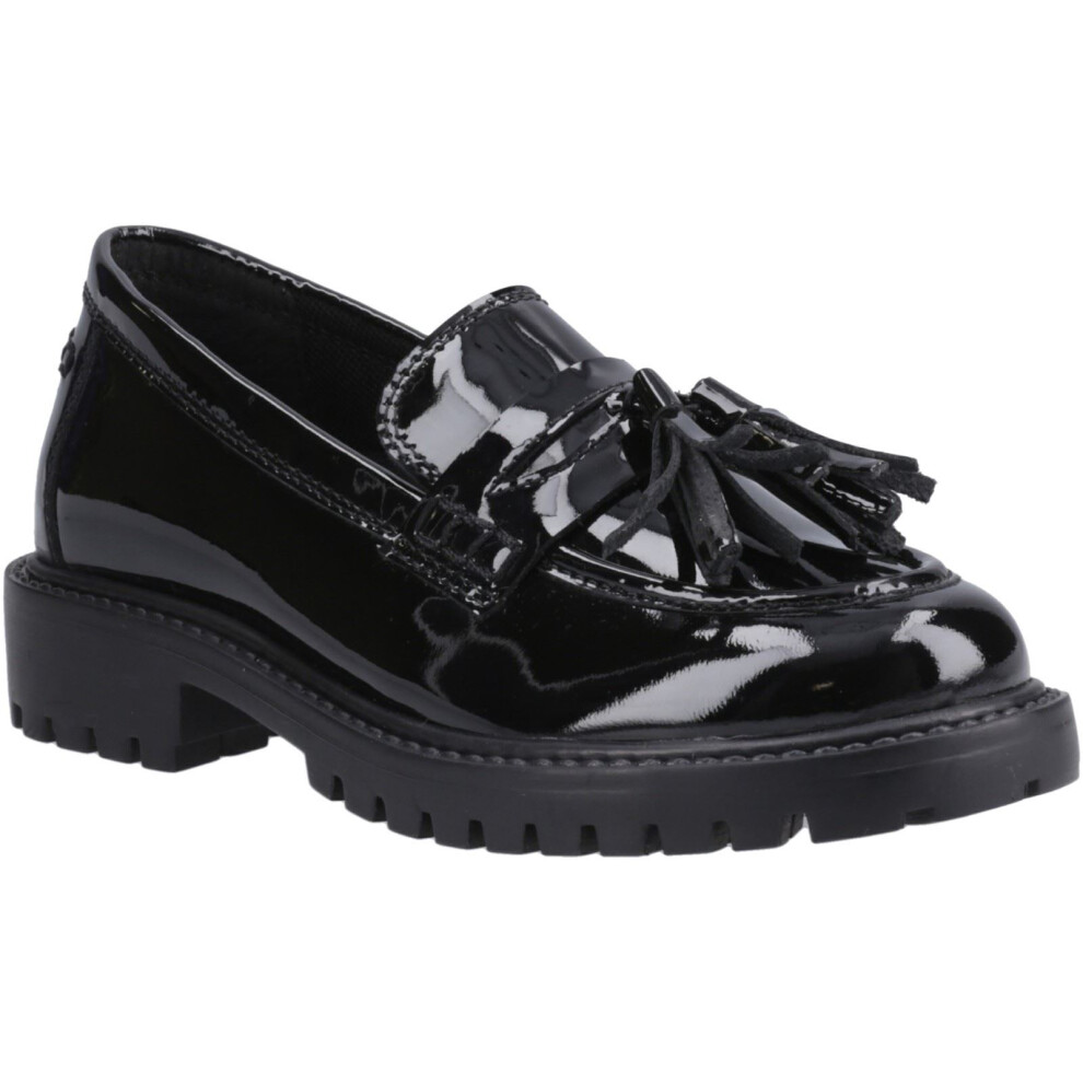 Hush Puppies (Black, 7 (Adults')) Abigail Patent Senior Leather Girls's Black Loafers