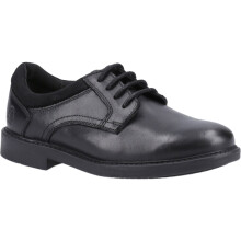 (Black, 7 (Adults')) Hush Puppies Tommy Senior Leather Boys's Black Shoes