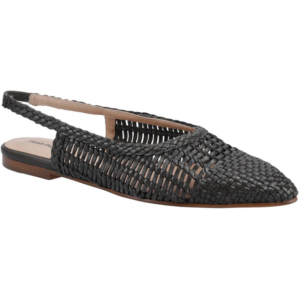 (Black, 3 (Adults')) Hush Puppies Dalia Woven Leather Women's Black Flats