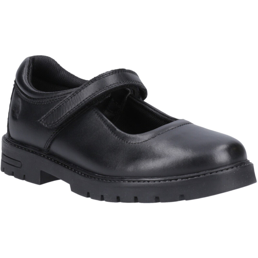 (Black, 10 (Adults')) Hush Puppies Tanya Junior Leather Girls's Black Shoes