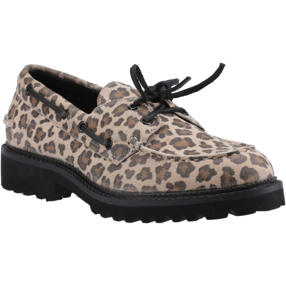 (Brown, 3 (Adults')) Hush Puppies Geri Suede Women's Leopard Loafers