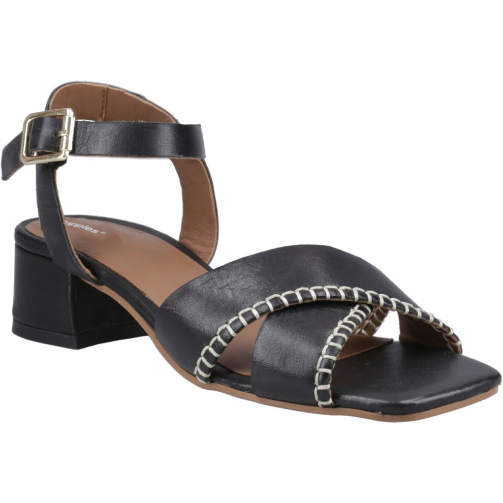 (Black, 8 (Adults')) Hush Puppies Lyla Heeled Leather Women's Black Sandals