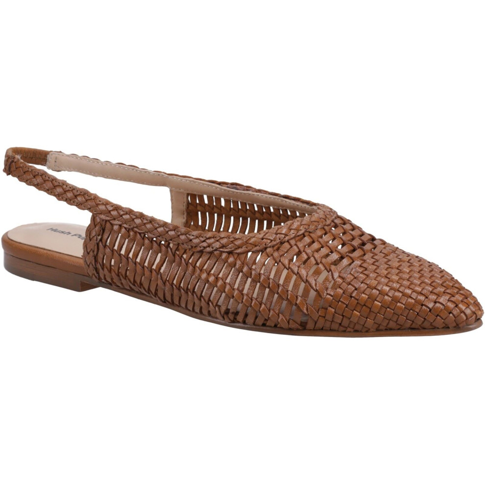 New Hush Puppies Girls (, 8 (Adults')) Dalia Woven Leather Women's Tan Flats Brown