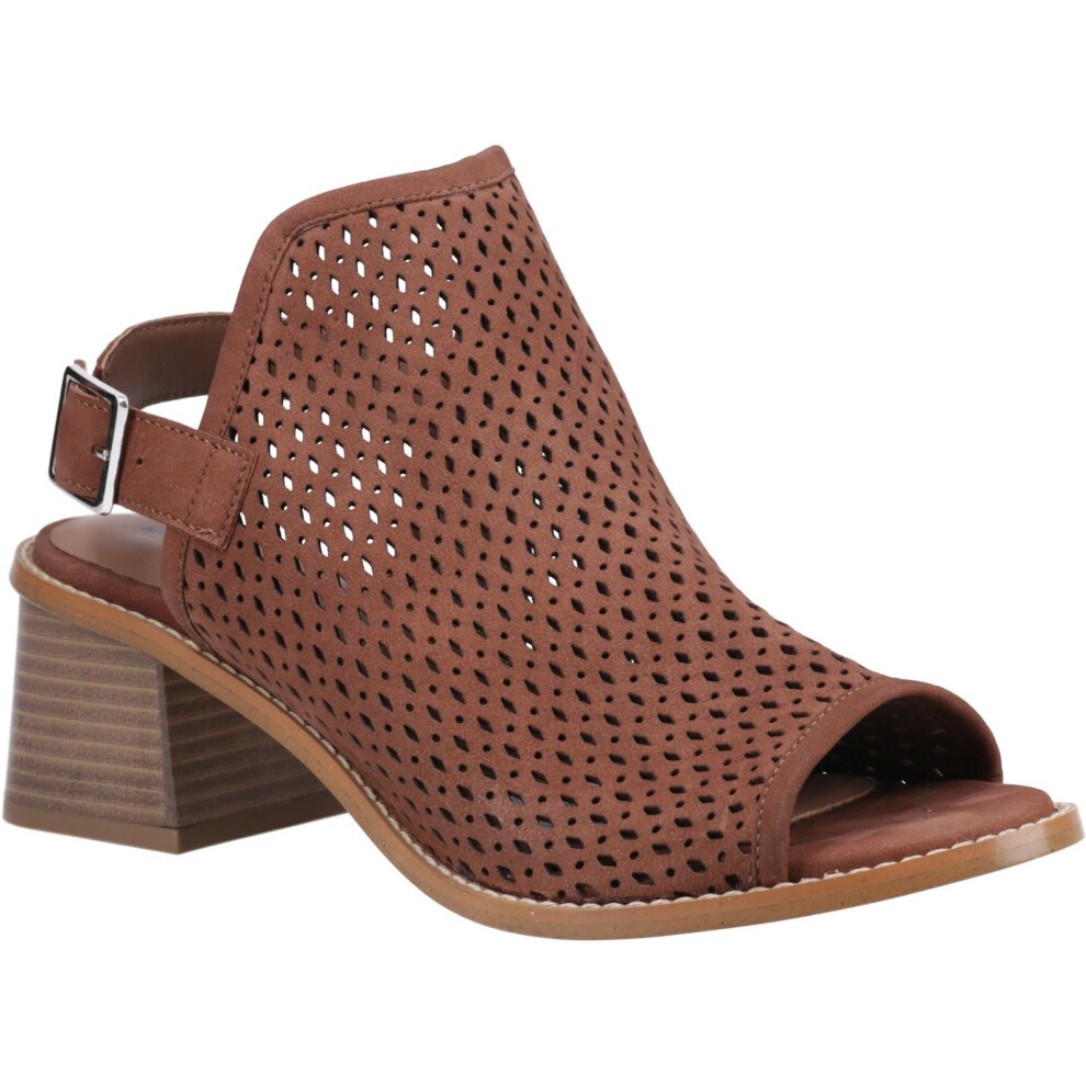 (Brown, 7 (Adults')) Hush Puppies Louise Heeled Leather Women's Brown Sandals