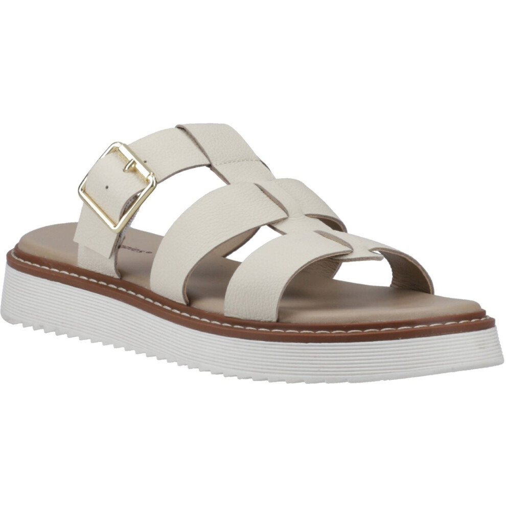 Hush Puppies (White, 8 (Adults')) Celeste Slide Leather Women's Cream Sandals