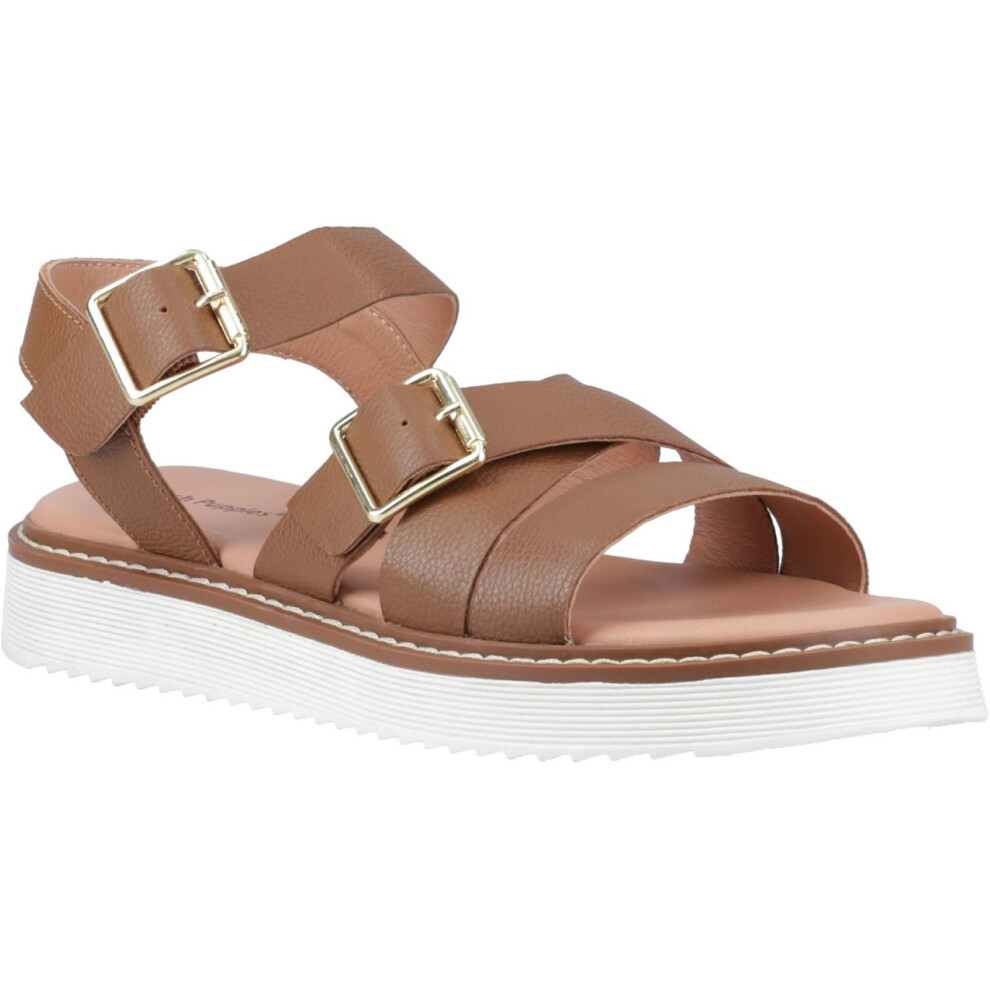 Hush Puppies (, (Adults')) Cady Leather Tan Sandals Women's Brown Size 7