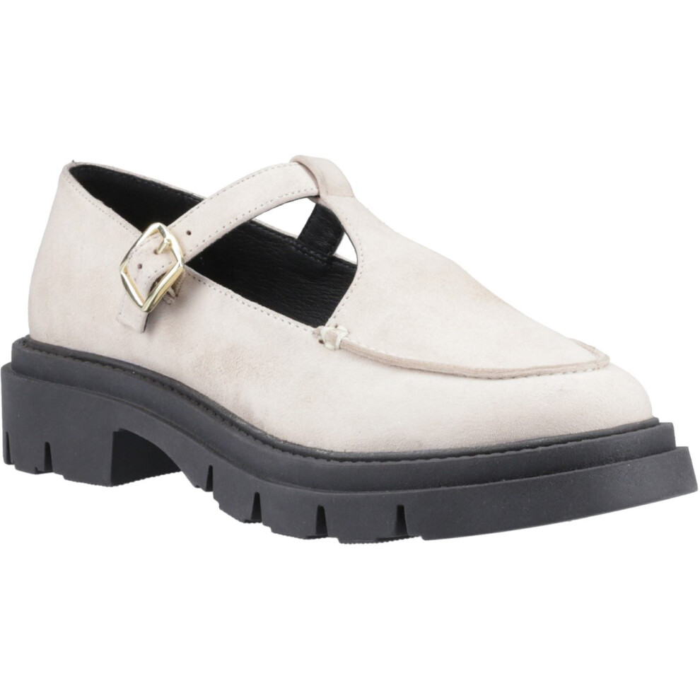 Hush Puppies (Cream, 3 (Adults')) Nella T-Bar Suede Women's Cream Shoes