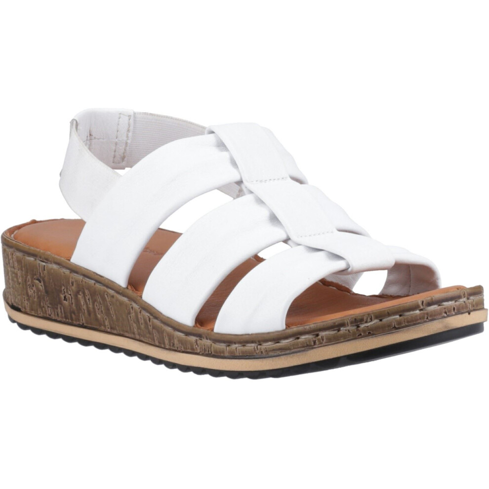 (White, 3 (Adults')) Hush Puppies Eden Wide Fit Leather Women's White Sandals