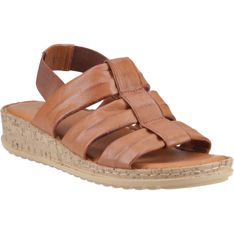 (Brown, 3 (Adults')) Hush Puppies Eden Wide Fit Leather Women's Tan Sandals