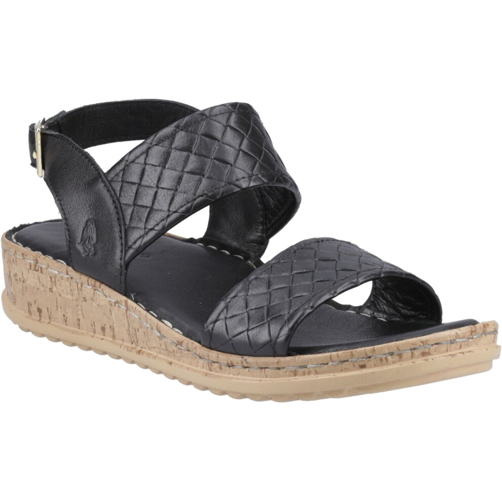 (Black, 3 (Adults')) Hush Puppies Ebony Wide Fit Leather Women's Black Sandals