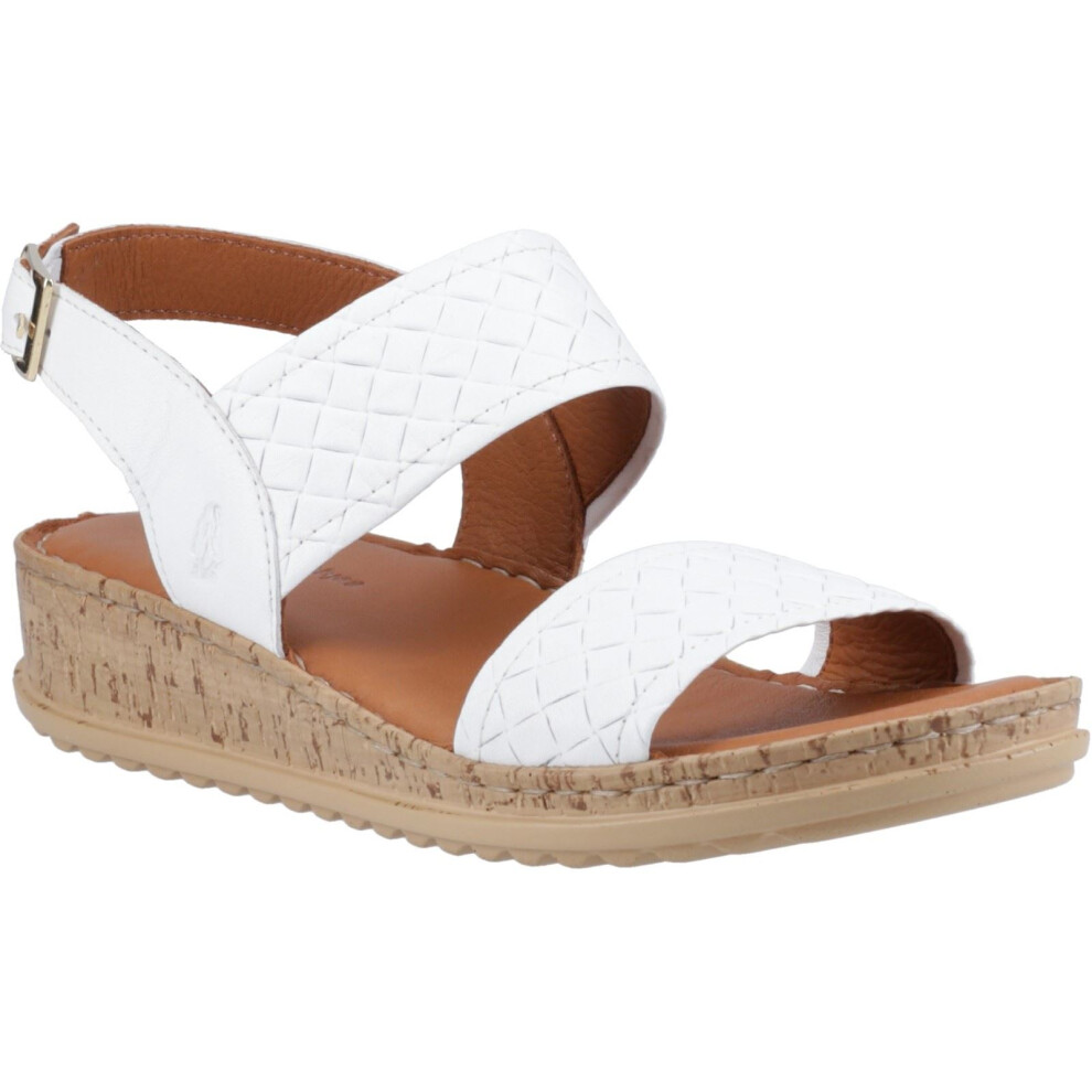Hush Puppies (White, 6 (Adults')) Ebony Wide Fit Leather Women's White Sandals