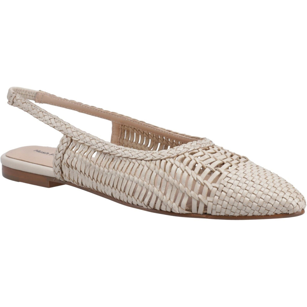 (White, 7 (Adults')) Hush Puppies Dalia Woven Leather Women's Cream Flats