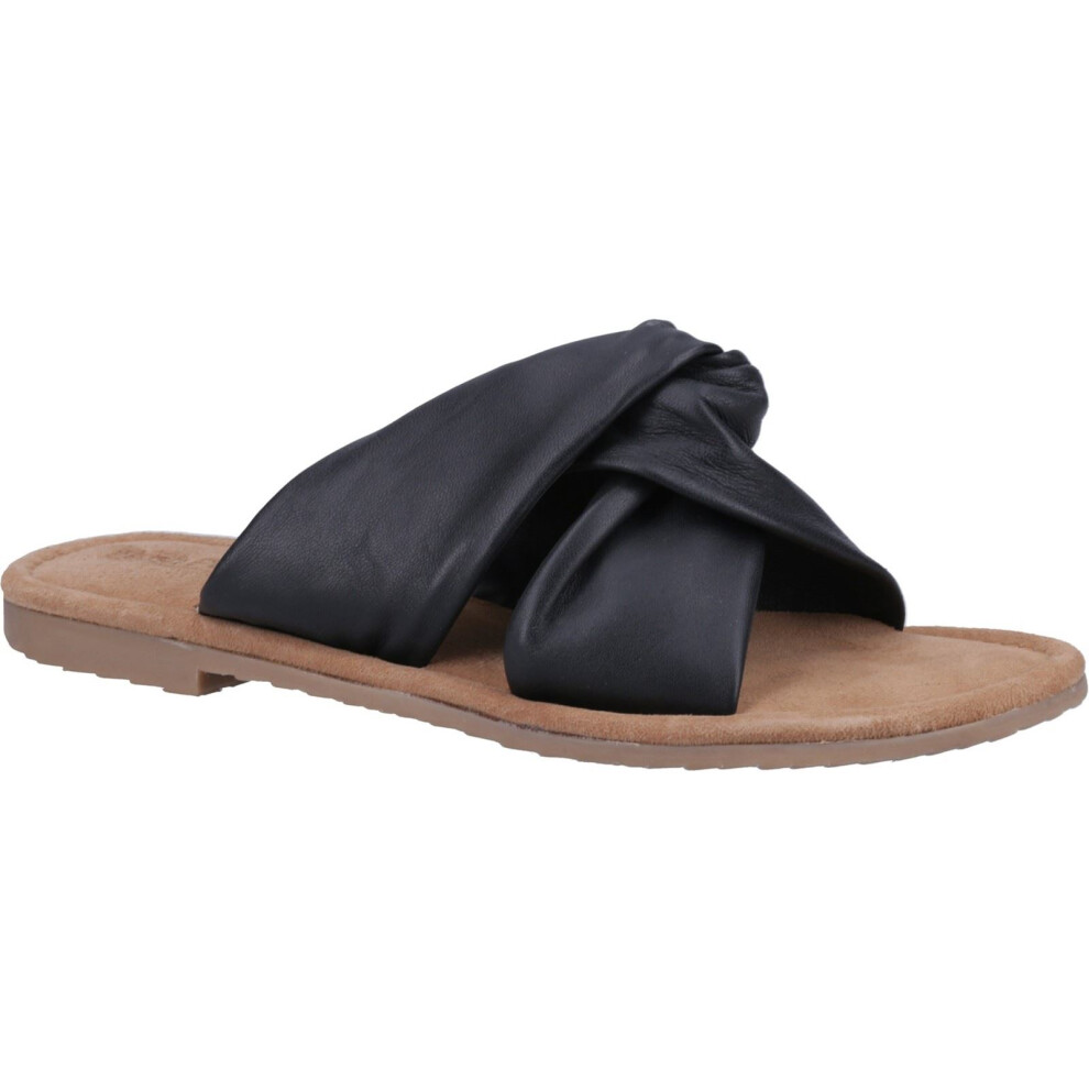 (Black, 3 (Adults')) Hush Puppies Amy Wide Fit Leather Women's Black Sandals