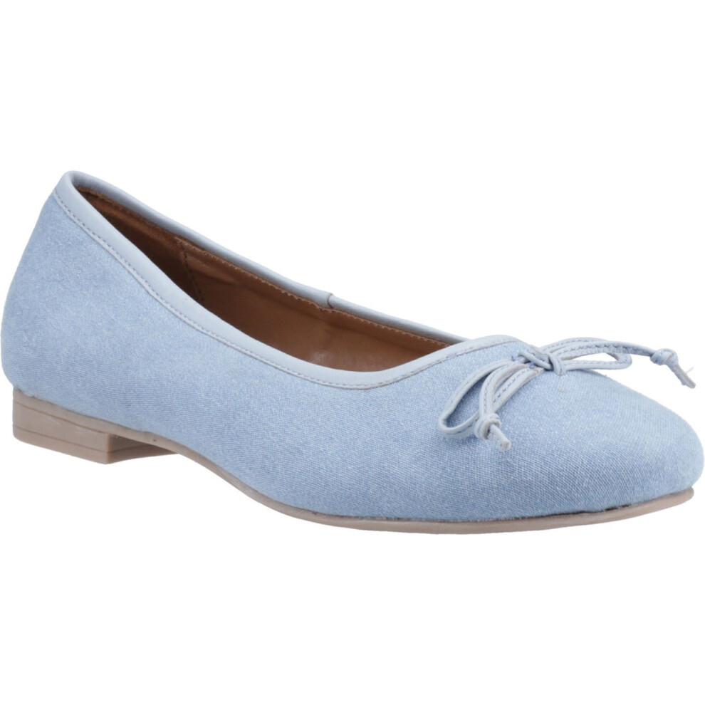(Blue, 4 (Adults')) Hush Puppies Naomi Textile Women's Denim Flats