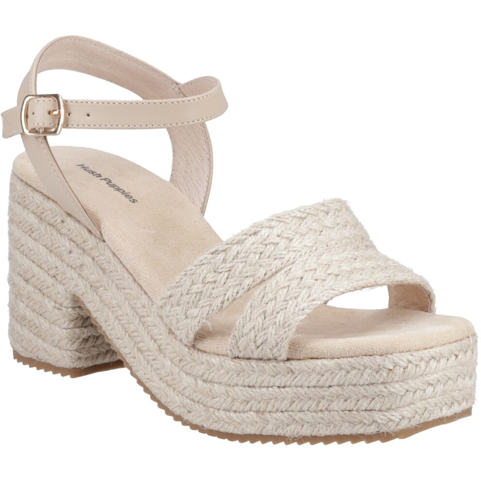 (White, 4 (Adults')) Hush Puppies Jamelia Espadrille Heel Textile Women's Nude Sandals