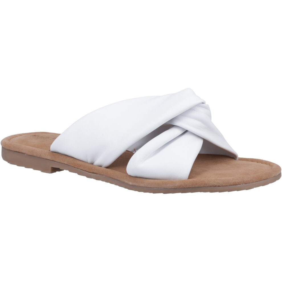 (White, 3 (Adults')) Hush Puppies Amy Wide Fit Leather Women's White Sandals