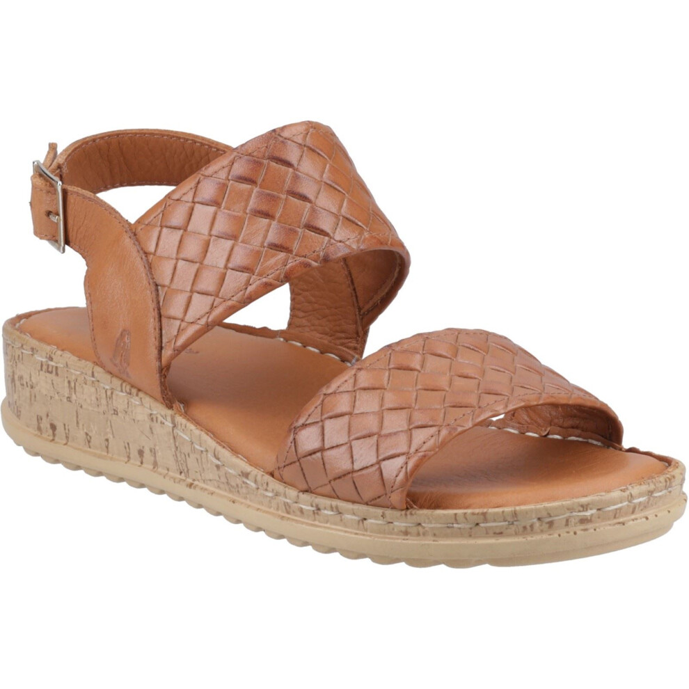 (Brown, 3 (Adults')) Hush Puppies Ebony Wide Fit Leather Women's Tan Sandals