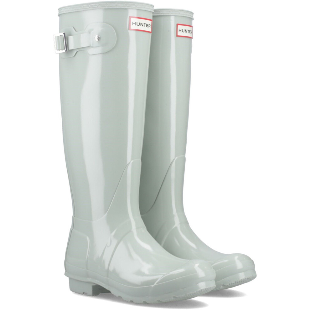 (Green, 4 (Adults')) Hunter Original Tall Gloss Rubber Women's Sea Foam Wellington Boots