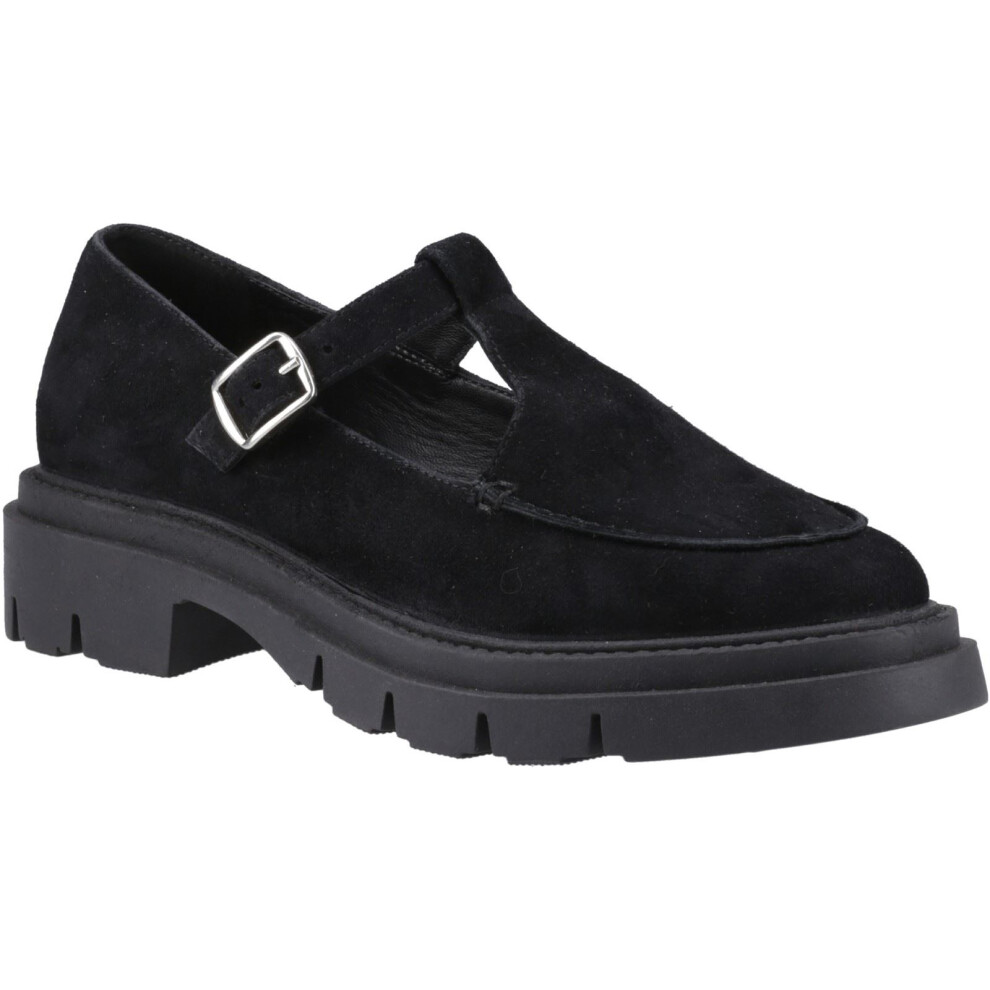 Hush Puppies (Black, 4 (Adults')) Nella T-Bar Suede Women's Black Shoes