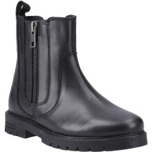 (Black, 6 (Adults')) Hush Puppies Liana Leather Girls's Black Boots