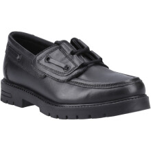 (Black, 10 (Adults')) Hush Puppies Lucy Leather Girls's Black Boat Shoes