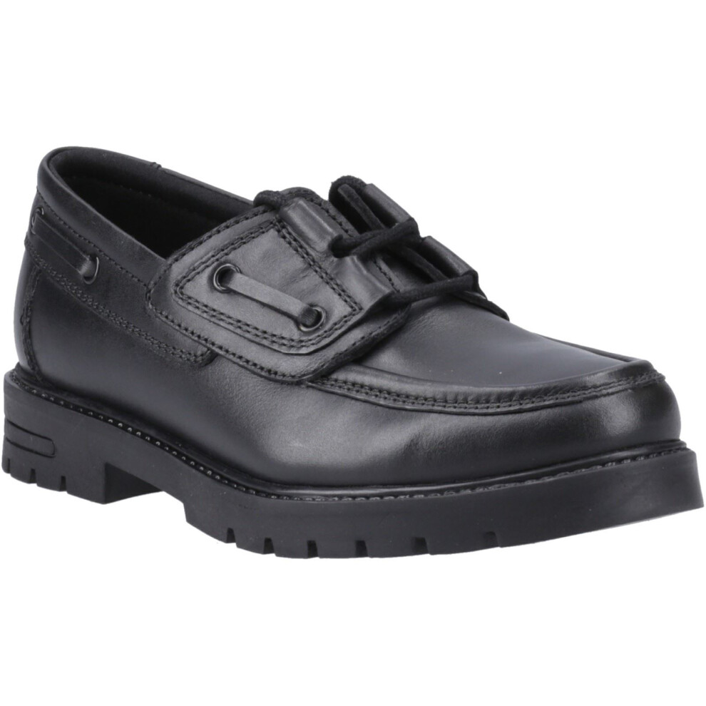 Hush Puppies (Black, 10 (Adults')) Lucy Leather Girls's Black Boat Shoes