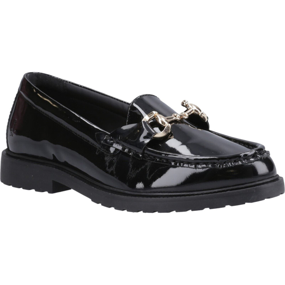 (Black, 3 (Adults')) Hush Puppies Verity Patent Snaffle Leather Women's Black Loafers
