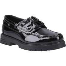 (Black, 11 (Adults')) Hush Puppies Lucy Leather Girls's Black Boat Shoes