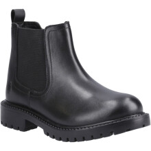 (Black, 4 (Adults')) Hush Puppies Ariella Chelsea Leather Girls's Black Boots