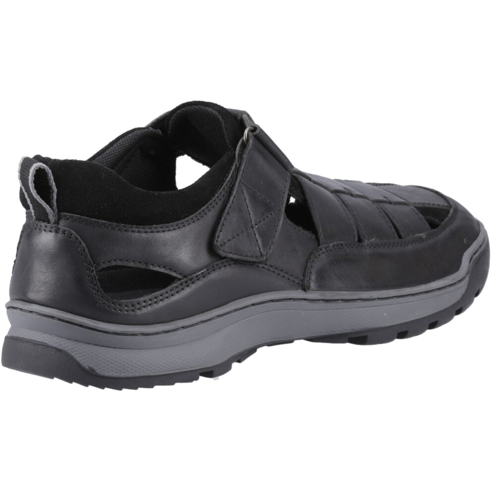Hush Puppies (Black, 6 (Adults')) Rucker Leather Men's Black Sandals