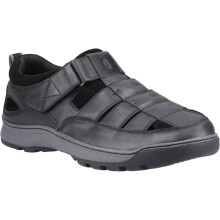 (Black, 13 (Adults')) Hush Puppies Rucker Leather Men's Black Sandals