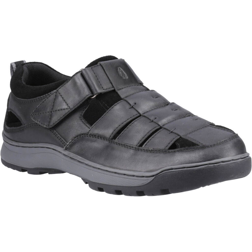 Hush Puppies (Black, 13 (Adults')) Rucker Leather Men's Black Sandals