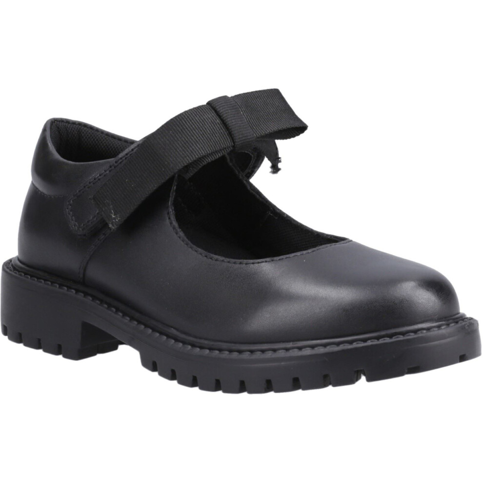 Hush Puppies (Black, 3 (Adults')) Astrid Bow Leather Girls's Black Shoes