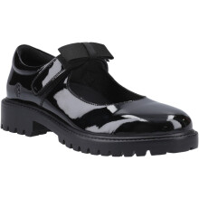 (Black, 5 (Adults')) Hush Puppies Astrid Bow Leather Girls's Black Shoes