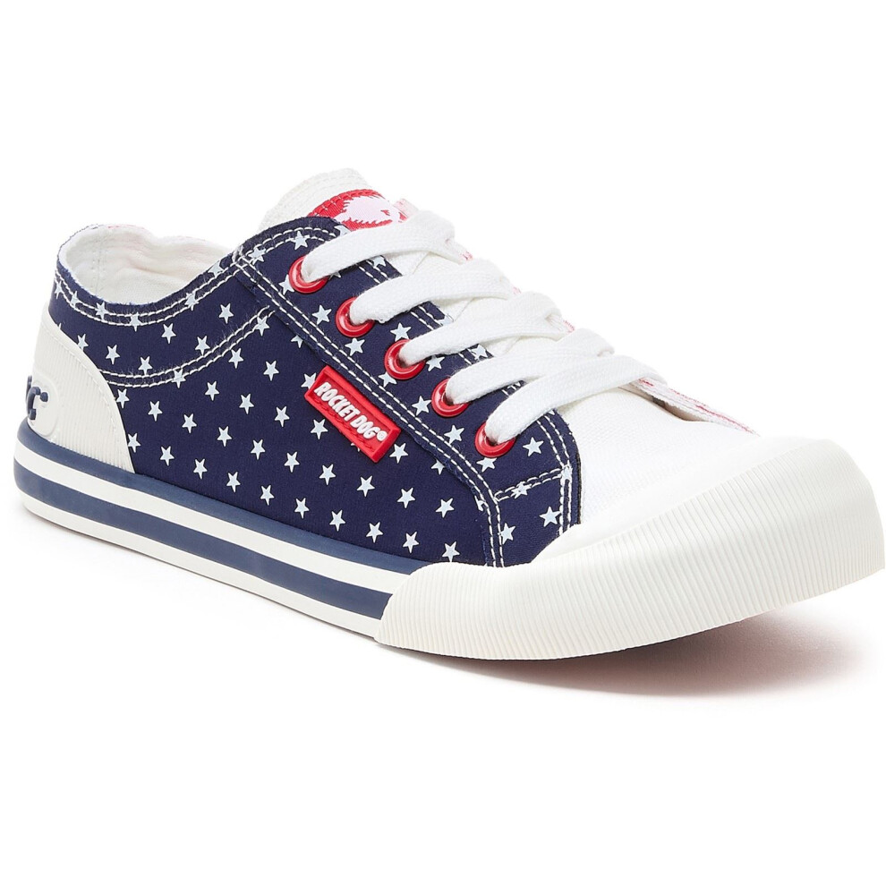 (Red, 4 (Adults')) Rocket Dog Jazzin Spangle Cotton Women's Red/Navy Trainers