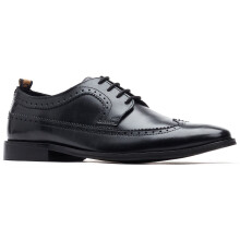 (Black, 8 (Adults')) Base London Havisham Leather Men's Black Brogues Shoes